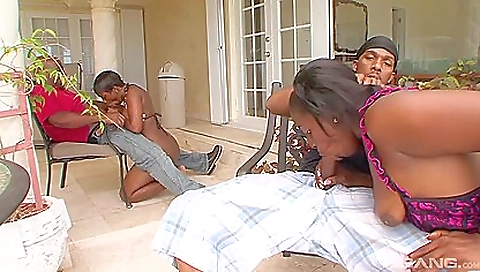 Brunette girl gets loaded with sperm by booty clapping