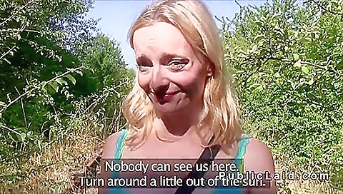 Blondie sucking on big cock outside of the station