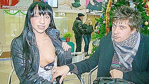 Brunette beauty gets a facial in this hot public video