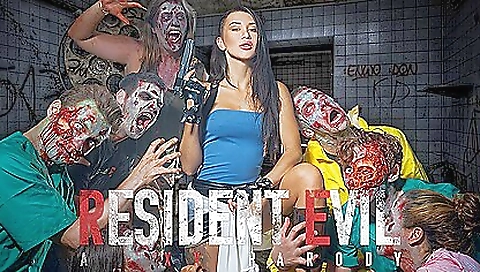 Cute brunette with big boobs in cosplay is fucking