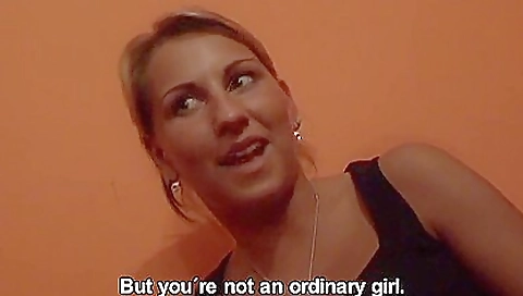 Czech blonde babe plays with her tight ass while sucking