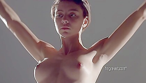 Hairy redhead beauty shows her ass and tits in pink