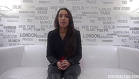 Beautiful brunette teen 18+ gets filmed for casting