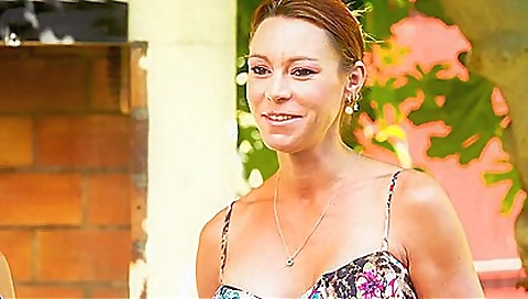 Redhead photo model Samantha makes a big face in one scene