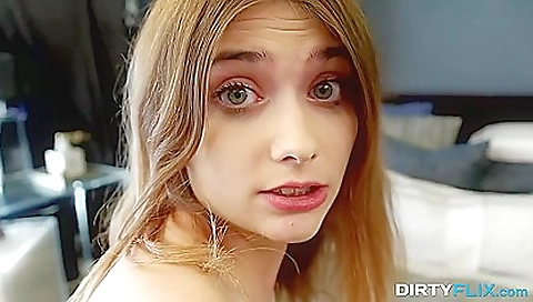 Redhead with a nice body and a pink lingerie is casting