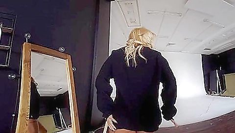 Busty blonde and teen takes hot pose in vr porn scene