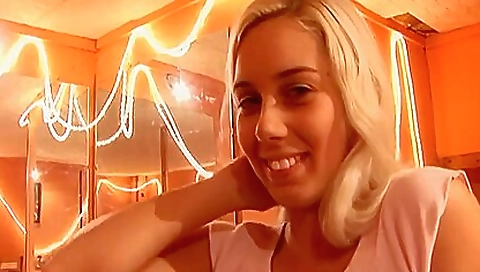 Sexy blonde girl with a good figure and a nice body