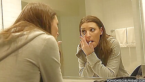 Bareback video of a hot brunette with a nice figure