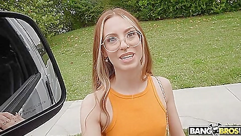 Big ass redhead with a tattooed face fucks his dick