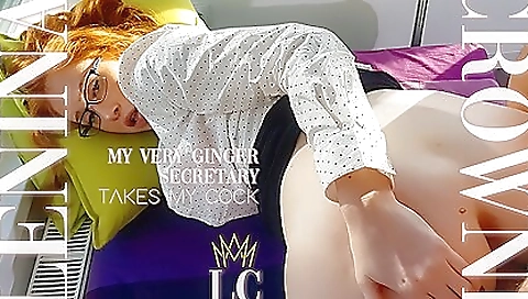 Petite secretary with natural boobs sucks cock and gets cum